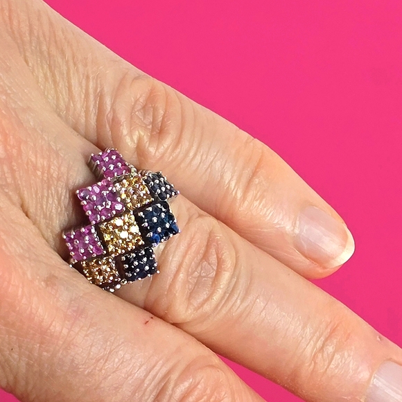 925 Sterling Silver Stackable Ring with Natural Blue Sapphire Gemstone - Picture 12 of 13